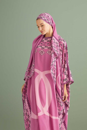 Bordür Noor Lila İpek Kaftan
