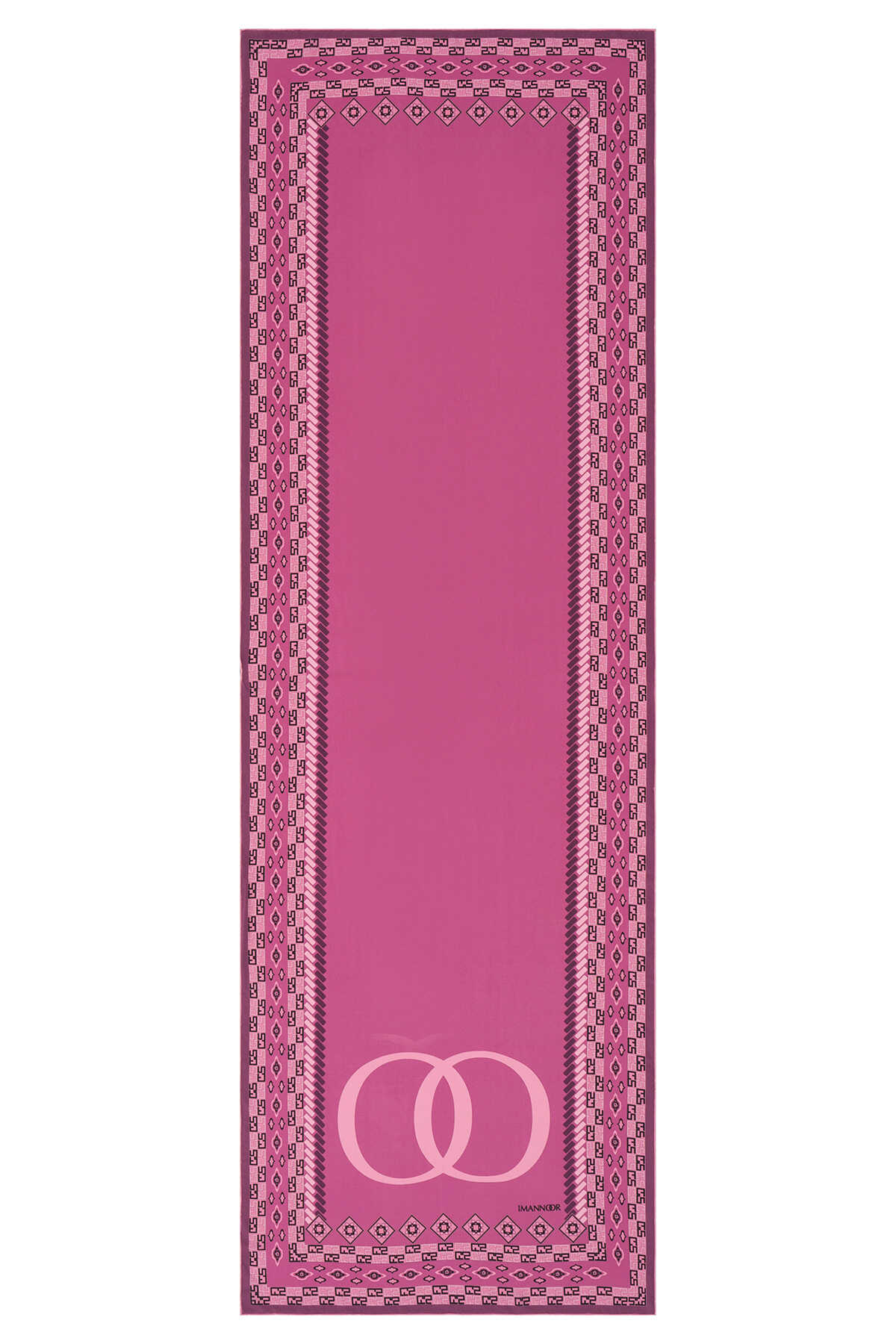 Bordür Noor Lila Krep İpek Kaftan Şalı 70x210