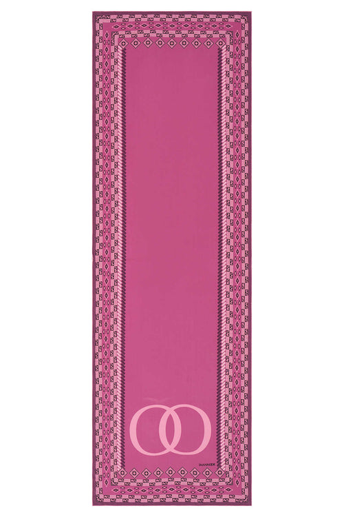 Bordür Noor Pembe Krep İpek Kaftan Şalı 70x210