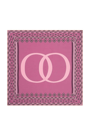 Bordür Noor Pembe Tivil İpek Eşarp 90x90