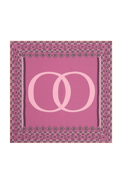 Bordür Noor Pembe Tivil İpek Eşarp 90x90