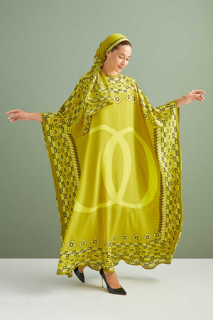Bordür Noor Sarı İpek Kaftan