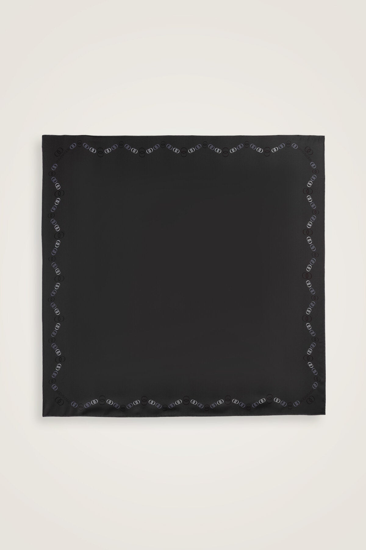 Bordür Noor Siyah-Gri Çift Taraflı Twill İpek Eşarp 94x94