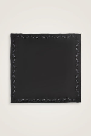 Bordür Noor Siyah-Gri Çift Taraflı Twill İpek Eşarp 94x94