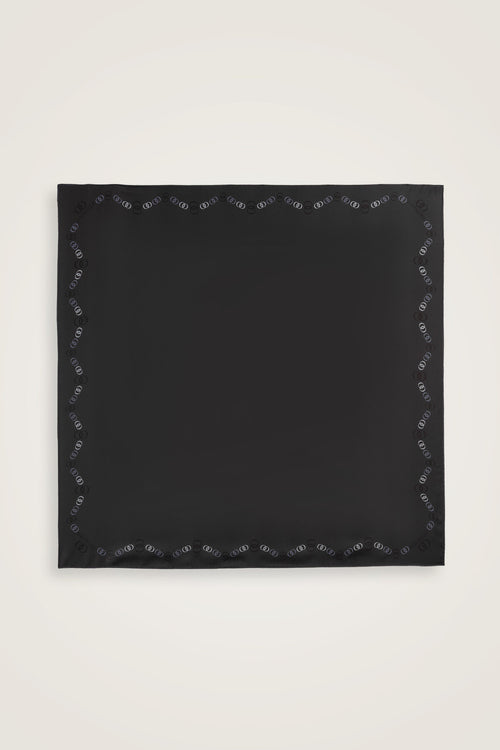Bordür Noor Siyah-Gri Çift Taraflı Twill İpek Eşarp 94x94