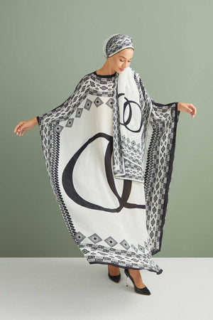 Bordür Noor Siyah İpek Kaftan