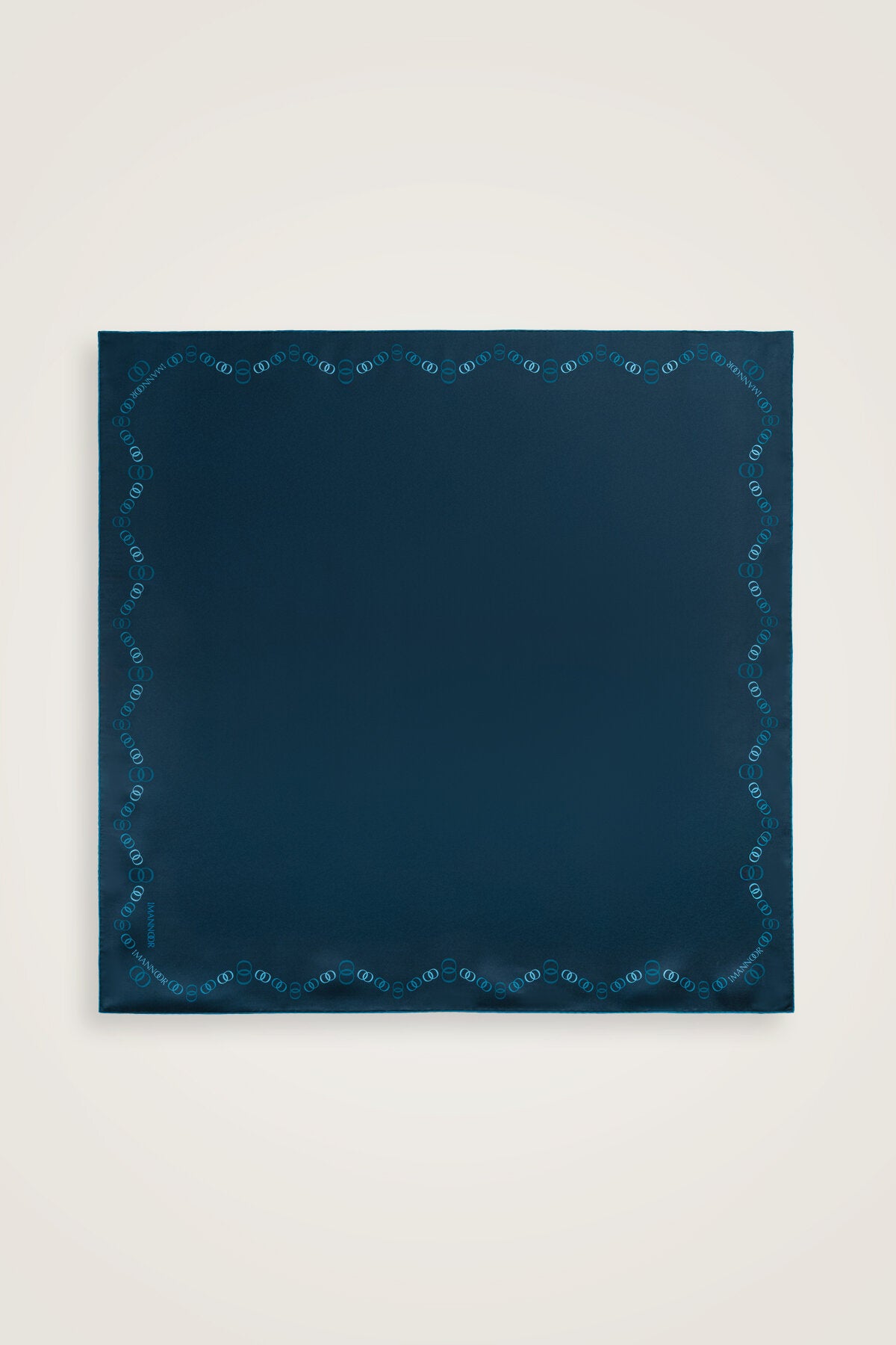 Bordür Noor Siyah-Petrol Çift Taraflı Twill İpek Eşarp 94x94