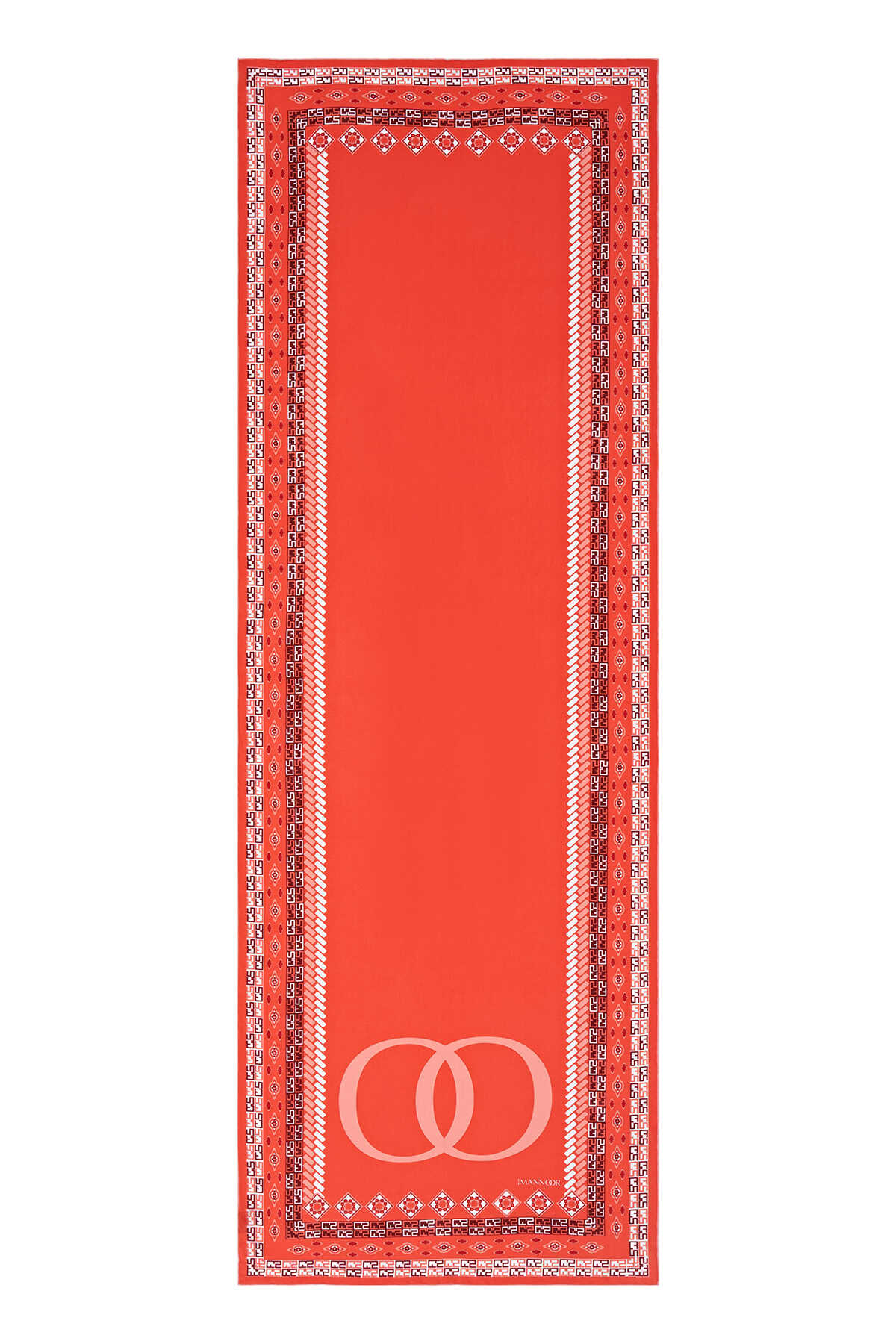 Bordür Noor Turuncu Krep İpek Kaftan Şalı 70x210