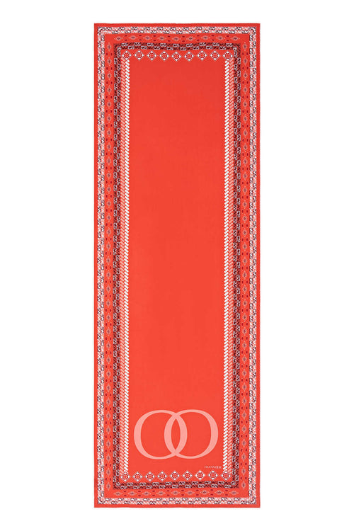 Bordür Noor Turuncu Krep İpek Kaftan Şalı 70x210