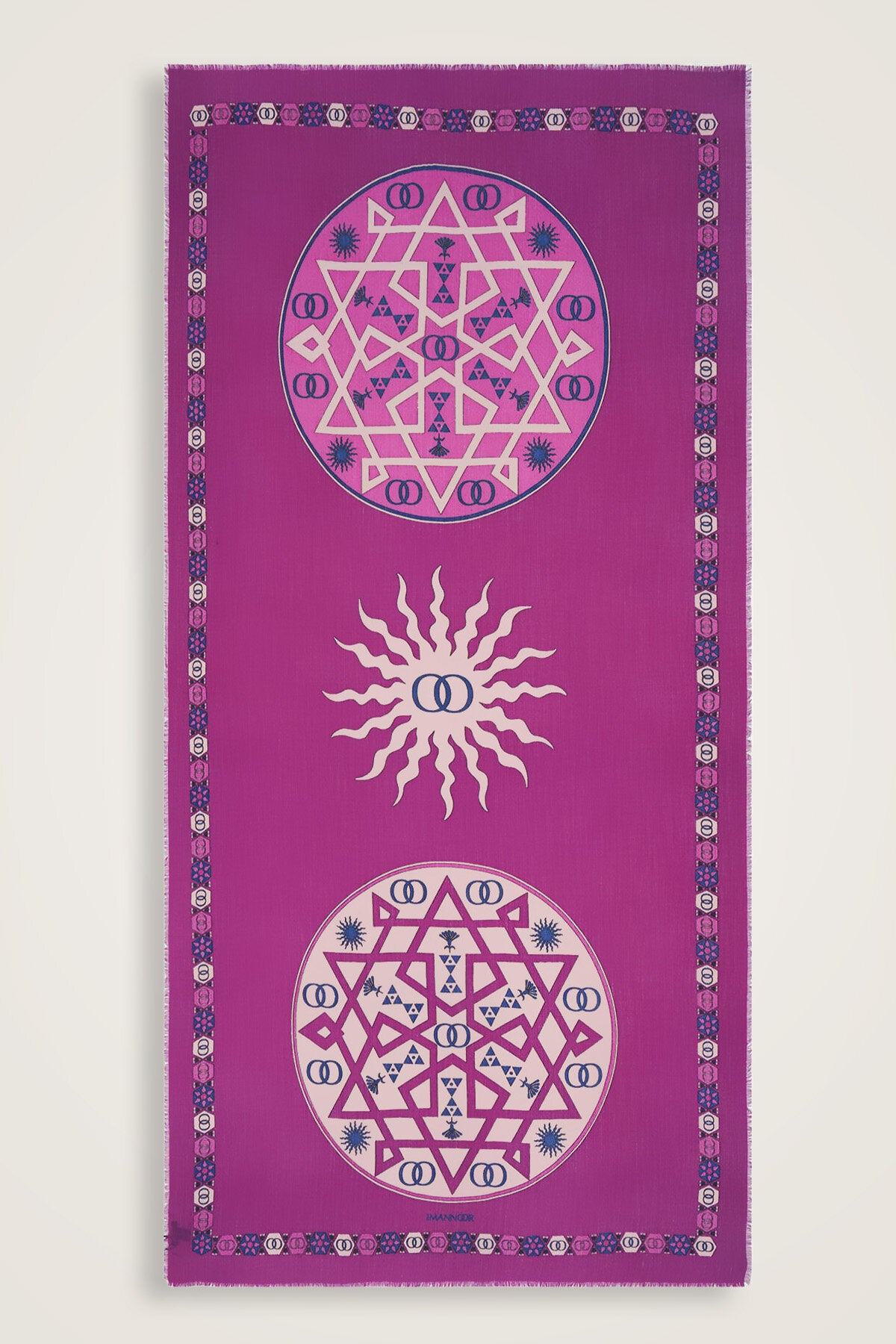 Buhara Fuşya Kaşmir İpek Şal 100x200