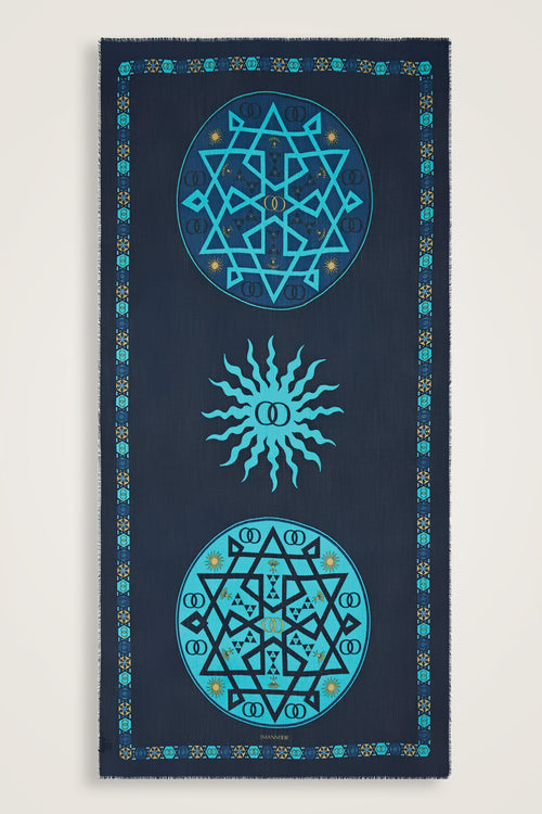 Buhara Turkuaz Kaşmir İpek Şal 100x200