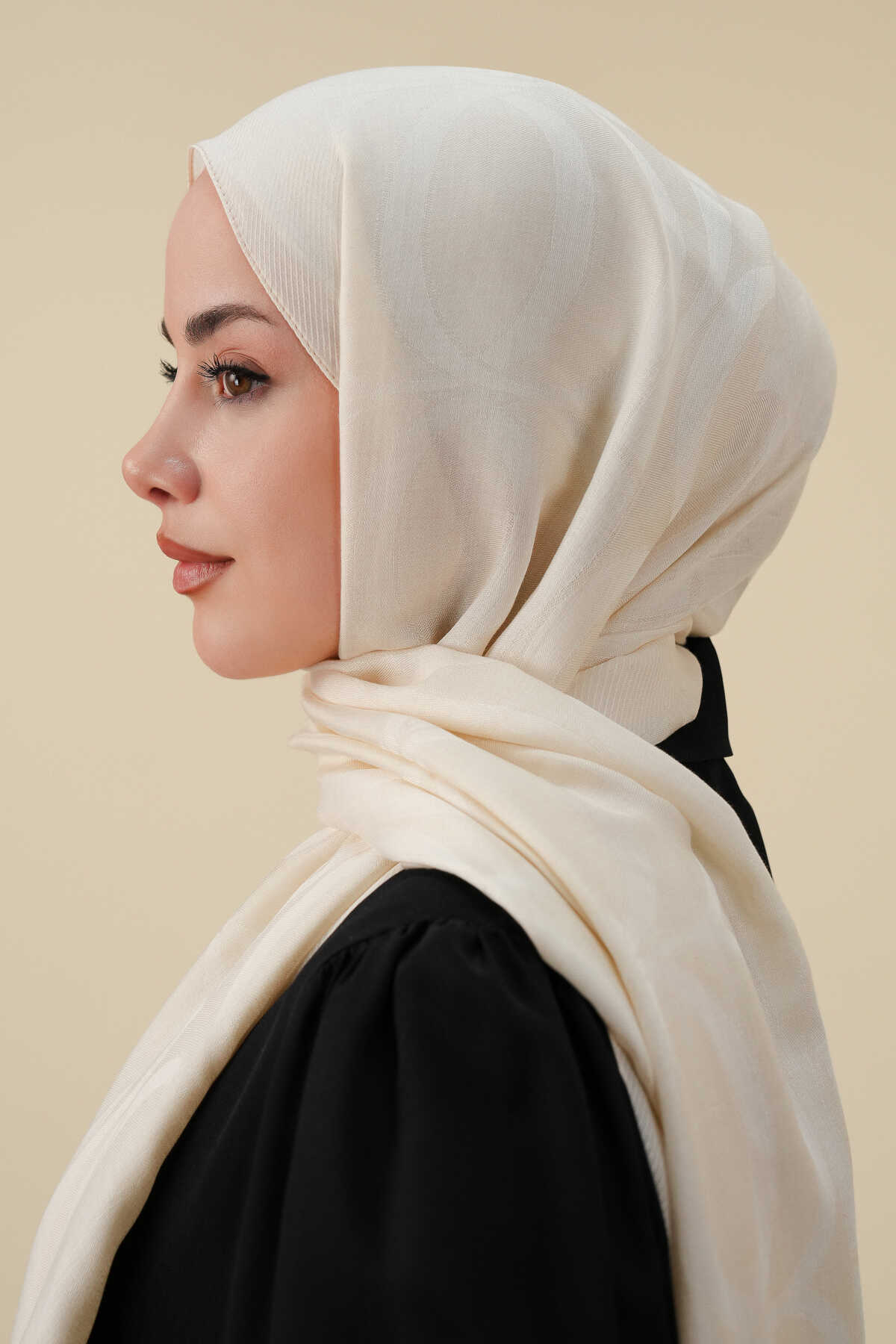 Büyük Bambunoor Ekru Ferah Tensel Şal 70x200
