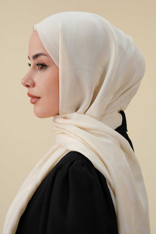 Büyük Bambunoor Ekru Ferah Tensel Şal 70x200