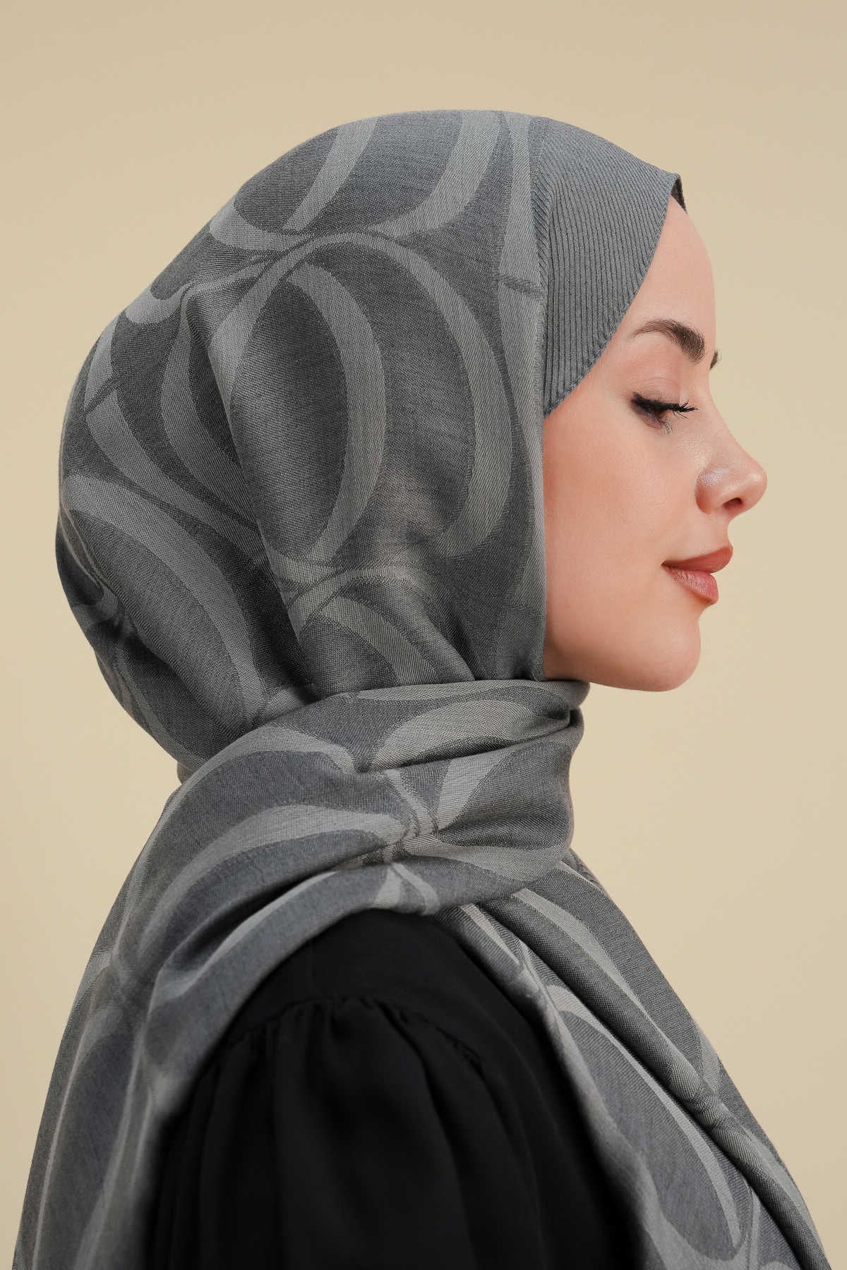 Büyük Bambunoor Gri Ferah Tensel Şal 70x200