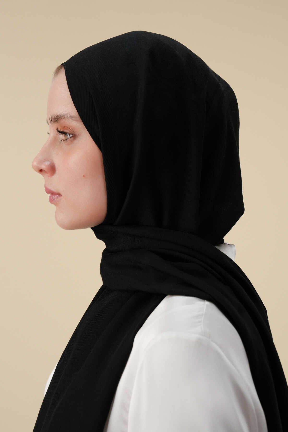 Büyük Bambunoor Siyah Ferah Tensel Şal 70x200
