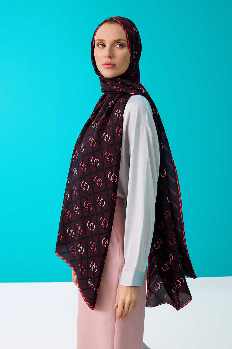 Cansu Mürdüm Floş Viskon Şal 70x210