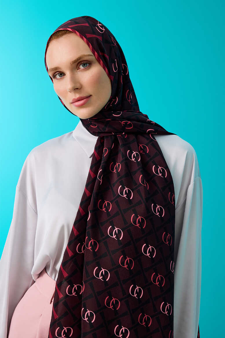 Cansu Mürdüm Floş Viskon Şal 70x210
