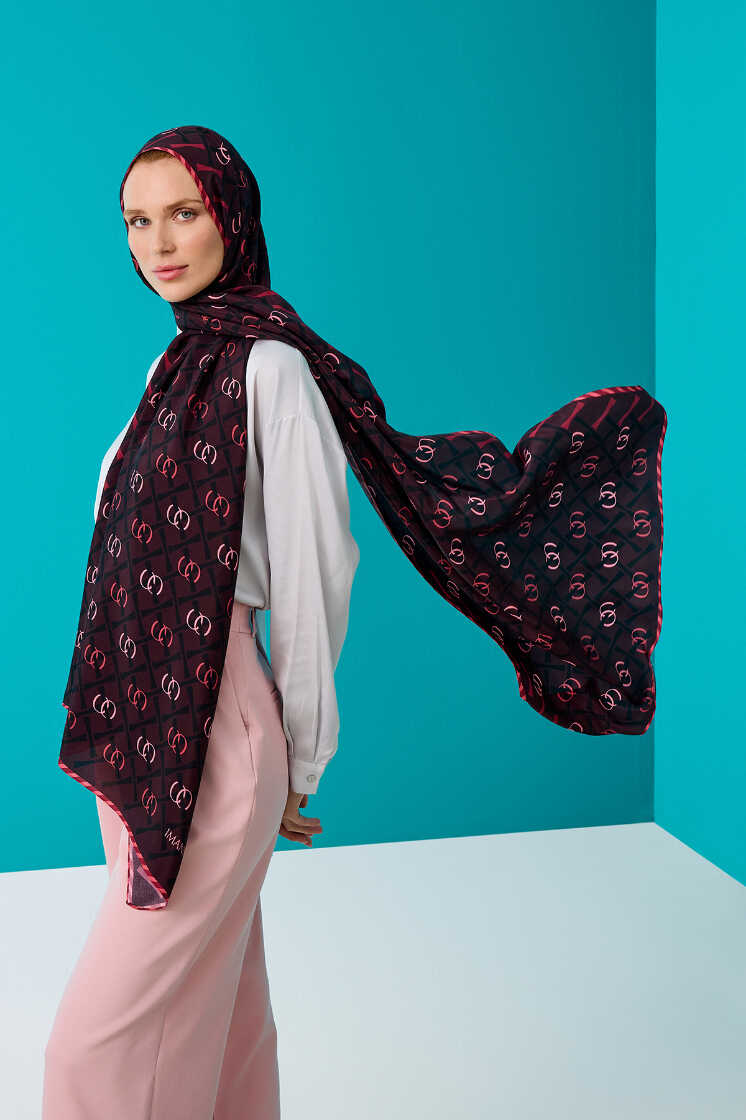 Cansu Mürdüm Floş Viskon Şal 70x210