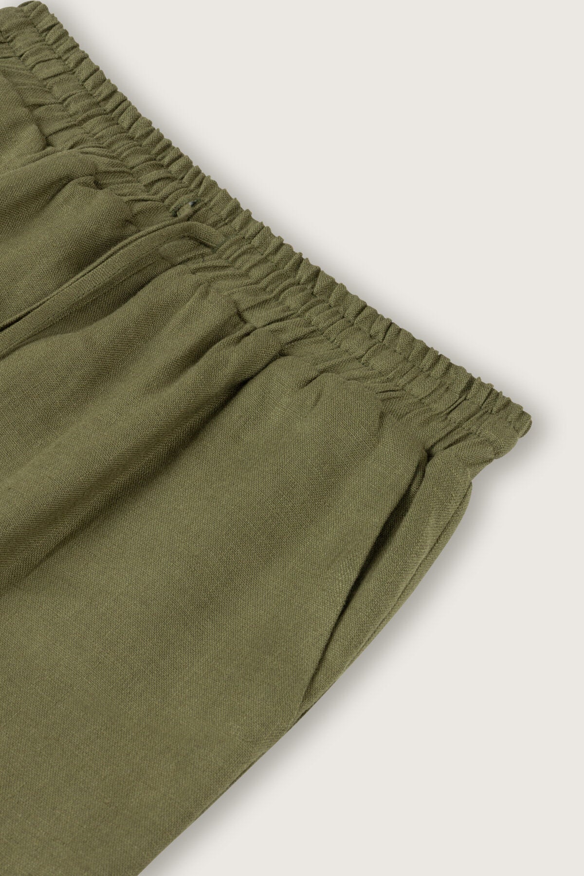 Cepli Yeşil Keten Pantolon