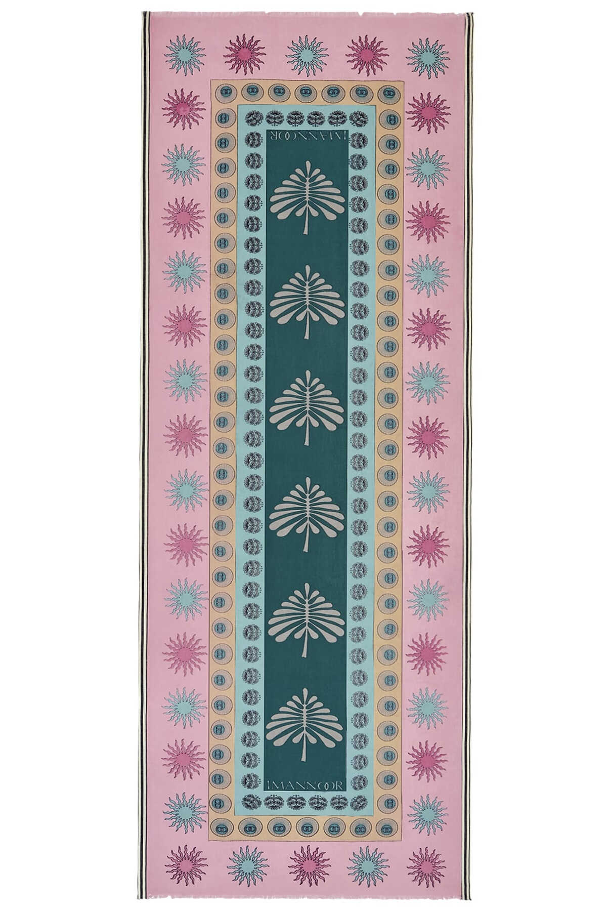 Çeşmi Çiçeği Pembe Yün Şal 70x210