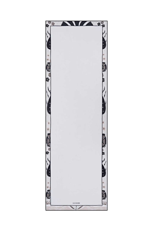 Çiçek Bordür Gri Modal Şal 70x210
