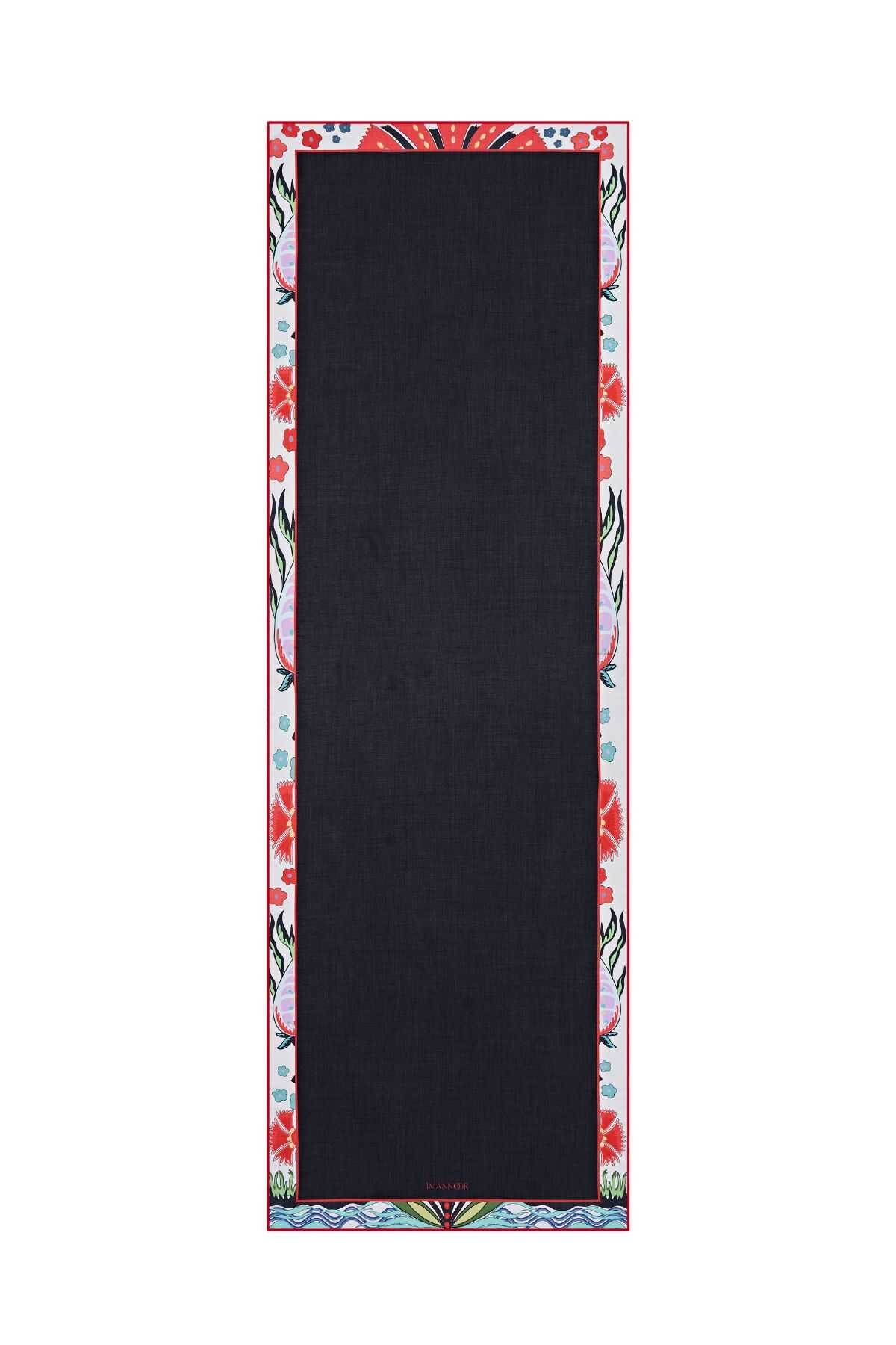 Çiçek Bordür Siyah Modal Şal 70x210