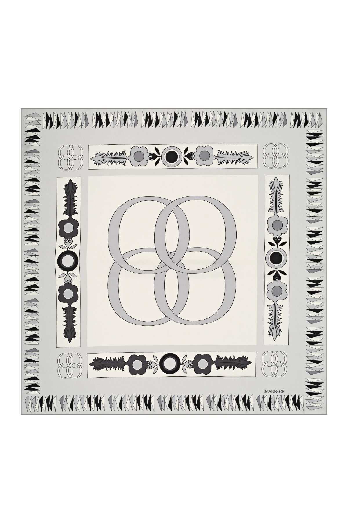 Çift Noor Gri Tivil İpek Eşarp 90x90