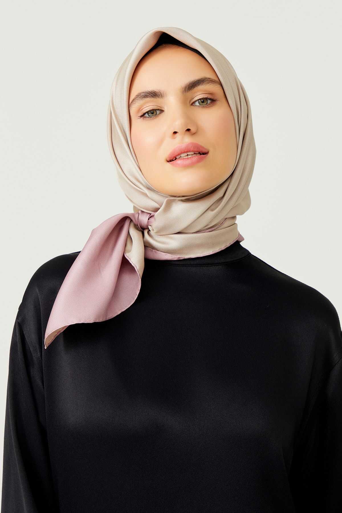 Çift Taraflı Natural Tivil İpek Eşarp 90x90