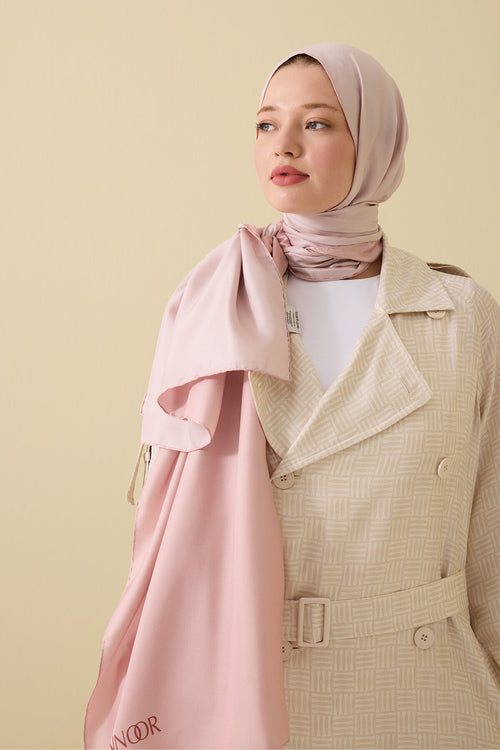 Çift Taraflı Pembe Mulberry İpek Şal 70x210