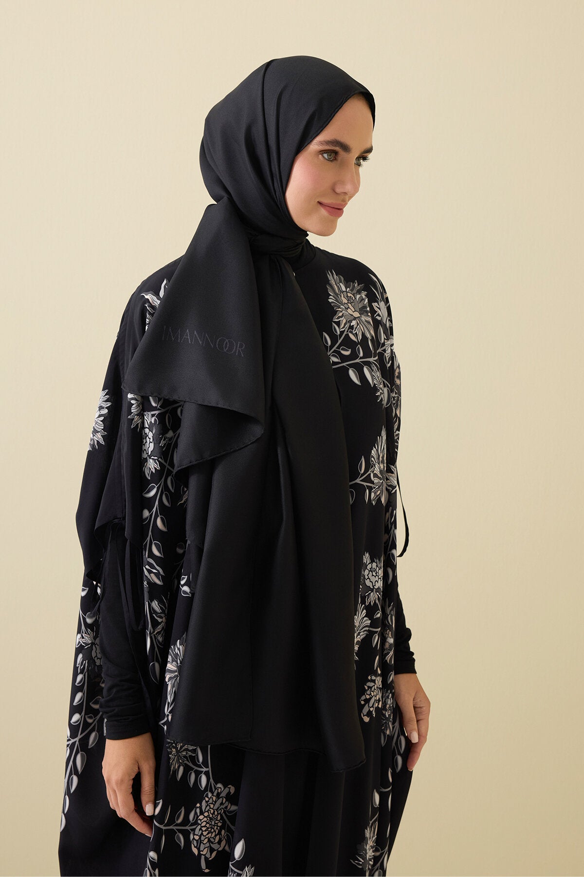 Çift Taraflı Siyah Mulberry İpek Şal 70x210