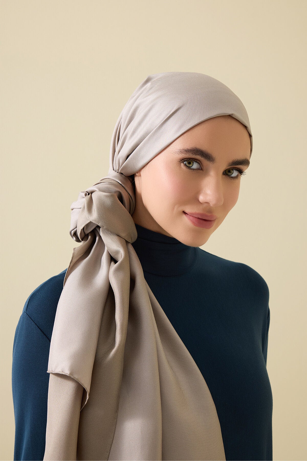 Çift Taraflı Taş Rengi Mulberry İpek Şal 70x210
