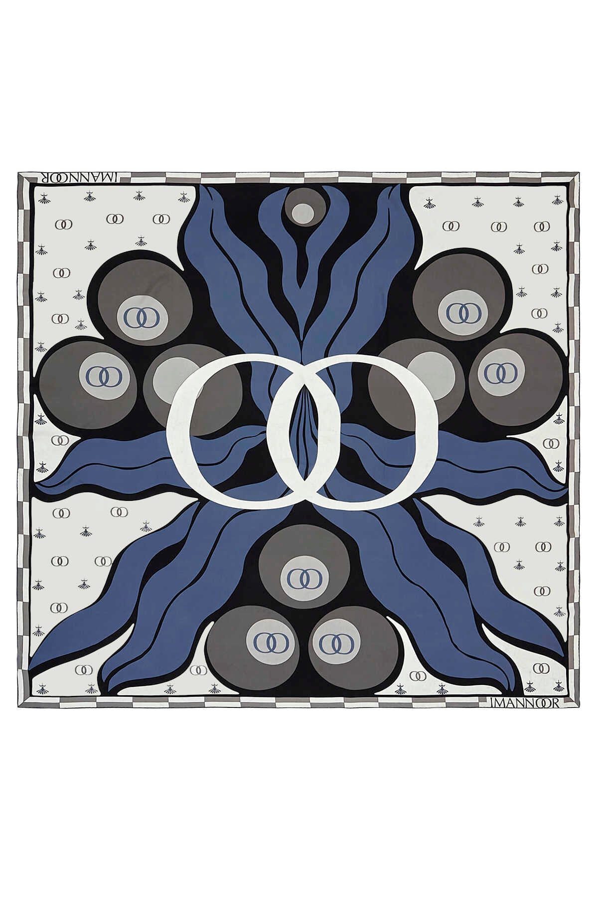 Çintemani Mavi İpek Eşarp 140x140