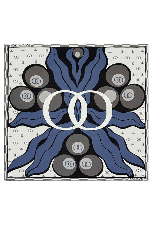 Çintemani Mavi İpek Eşarp 140x140