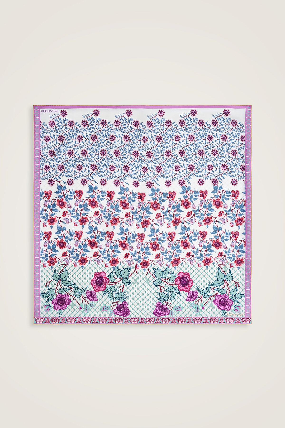Çit Sarı-Pembe Çift Taraflı Tivil İpek Eşarp 90x90
