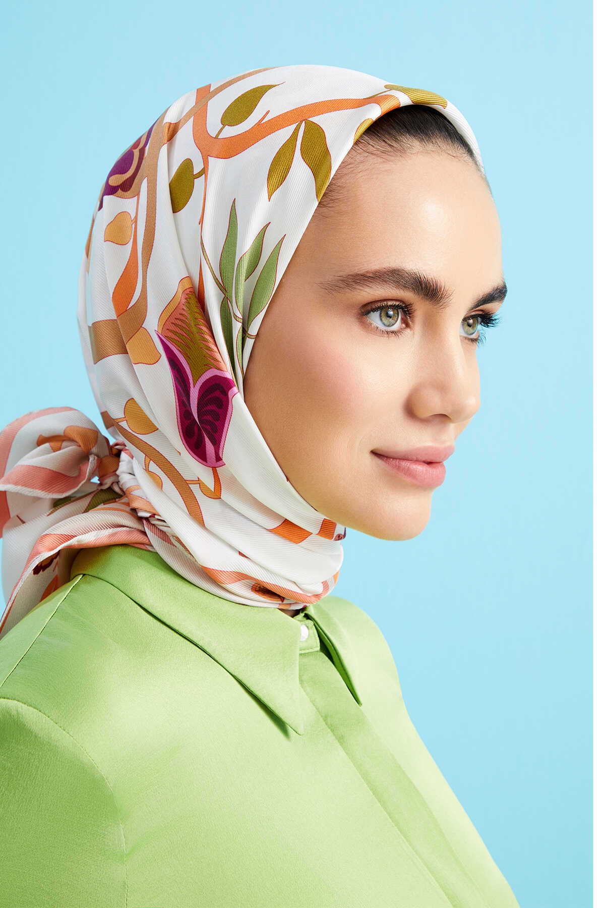 Çöl Nuru Somon Tivil İpek Eşarp 90x90
