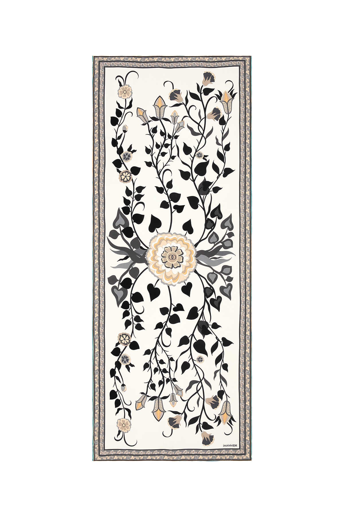Çöl Sarmaşığı Krem Krep İpek Şal 80x200