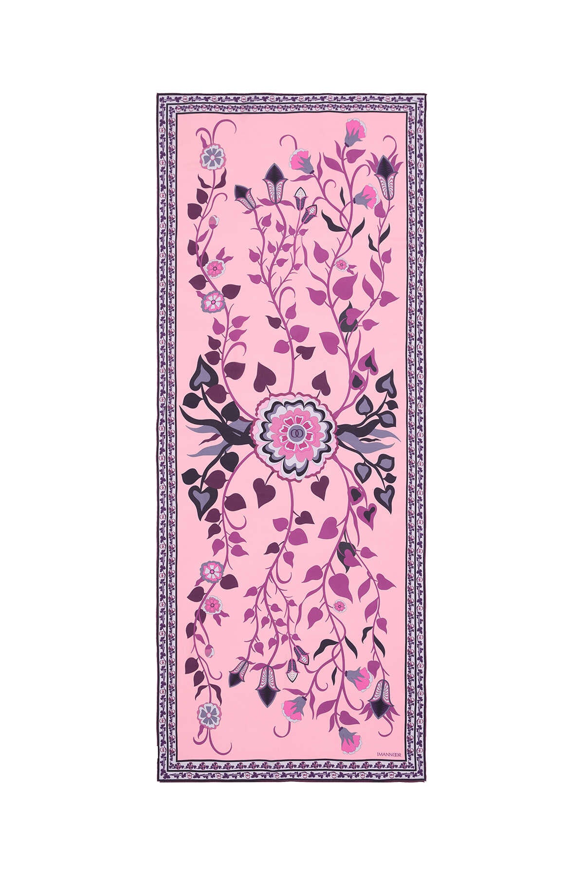 Çöl Sarmaşığı Pembe Krep İpek Şal 80x200