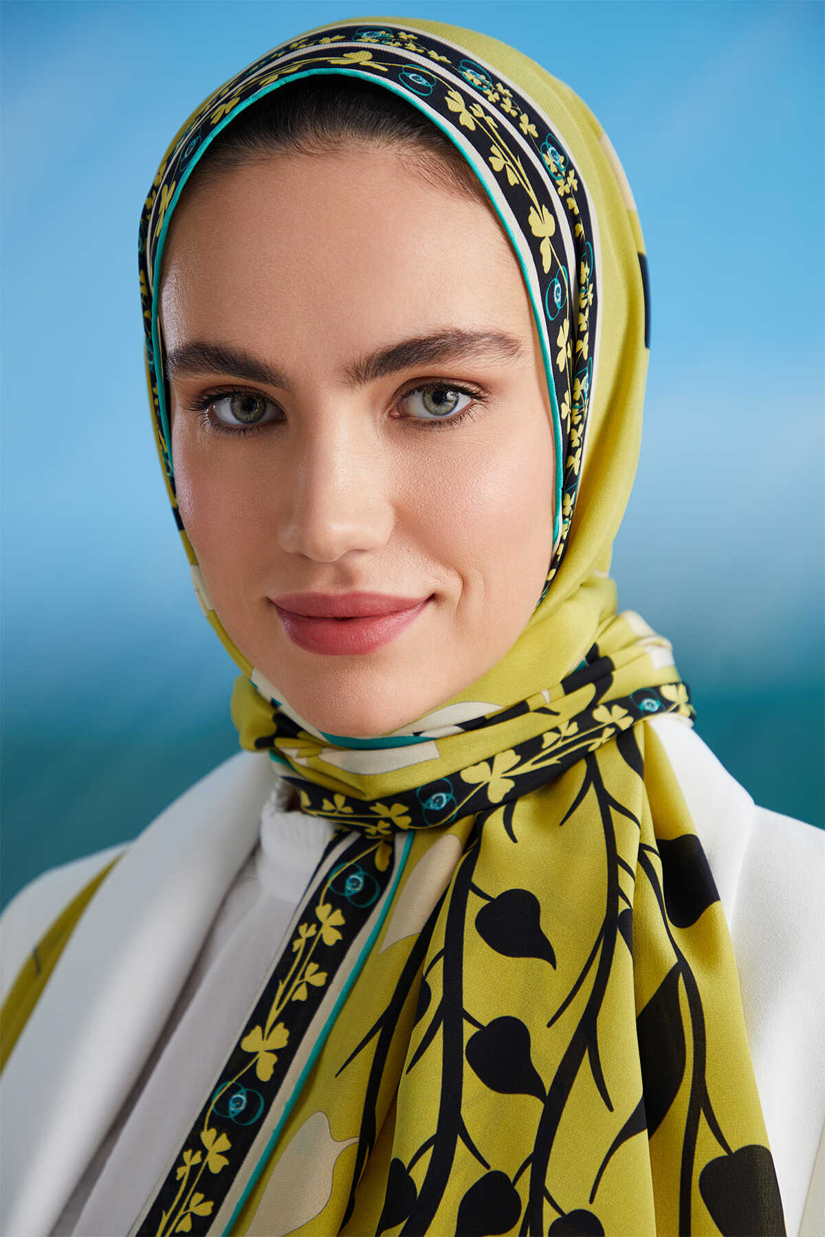 Çöl Sarmaşığı Sarı Krep İpek Şal 80x200