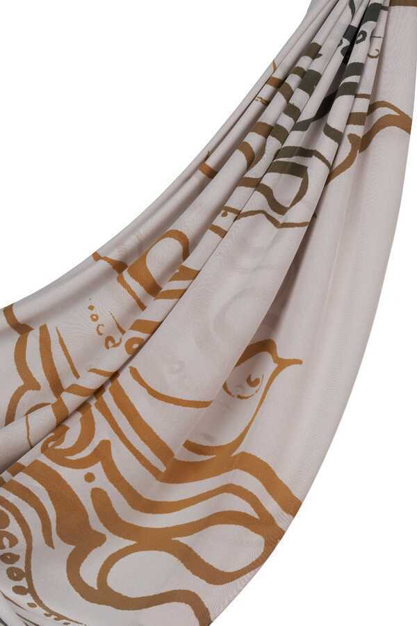 Dalgalar Kırık Beyaz İpek Şal 80x250