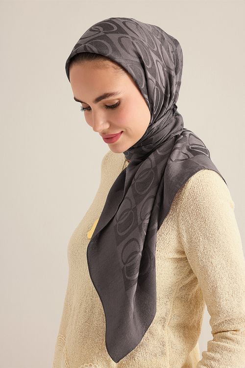 Dama Desen Antrasit Naia Eşarp 95x95