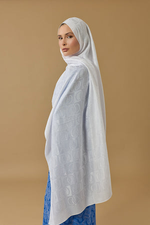 Dama Desen Beyaz Naia Pamuk Şal 70x200