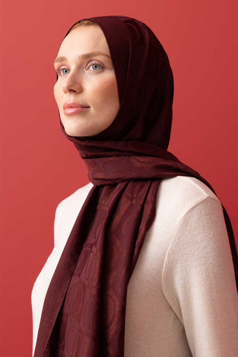Dama Desen Bordo Naia Pamuk Şal 70x200