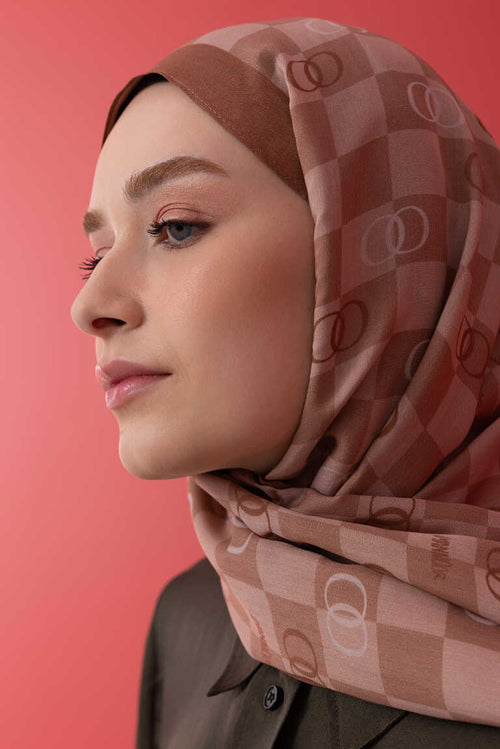 Dama Logo Karamel Floş Viskon Şal 70x210
