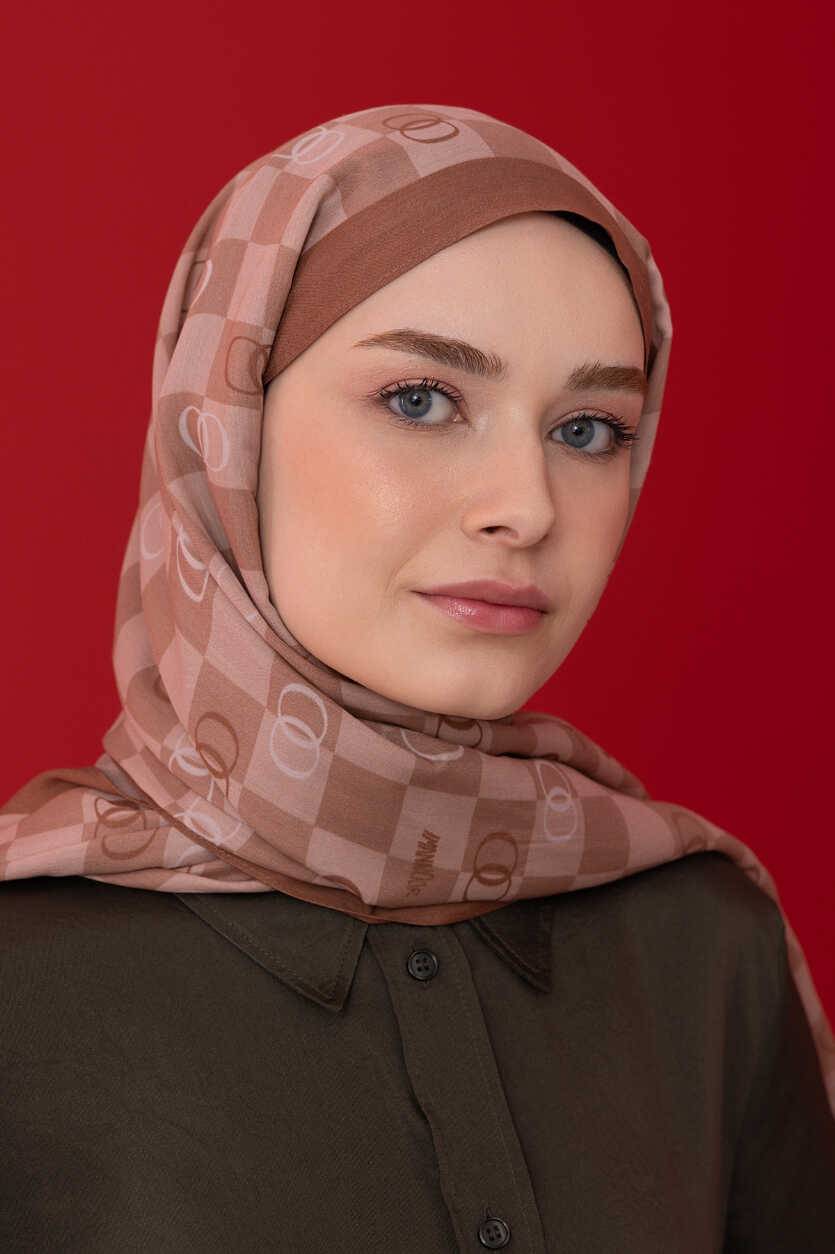 Dama Logo Karamel Floş Viskon Şal 70x210