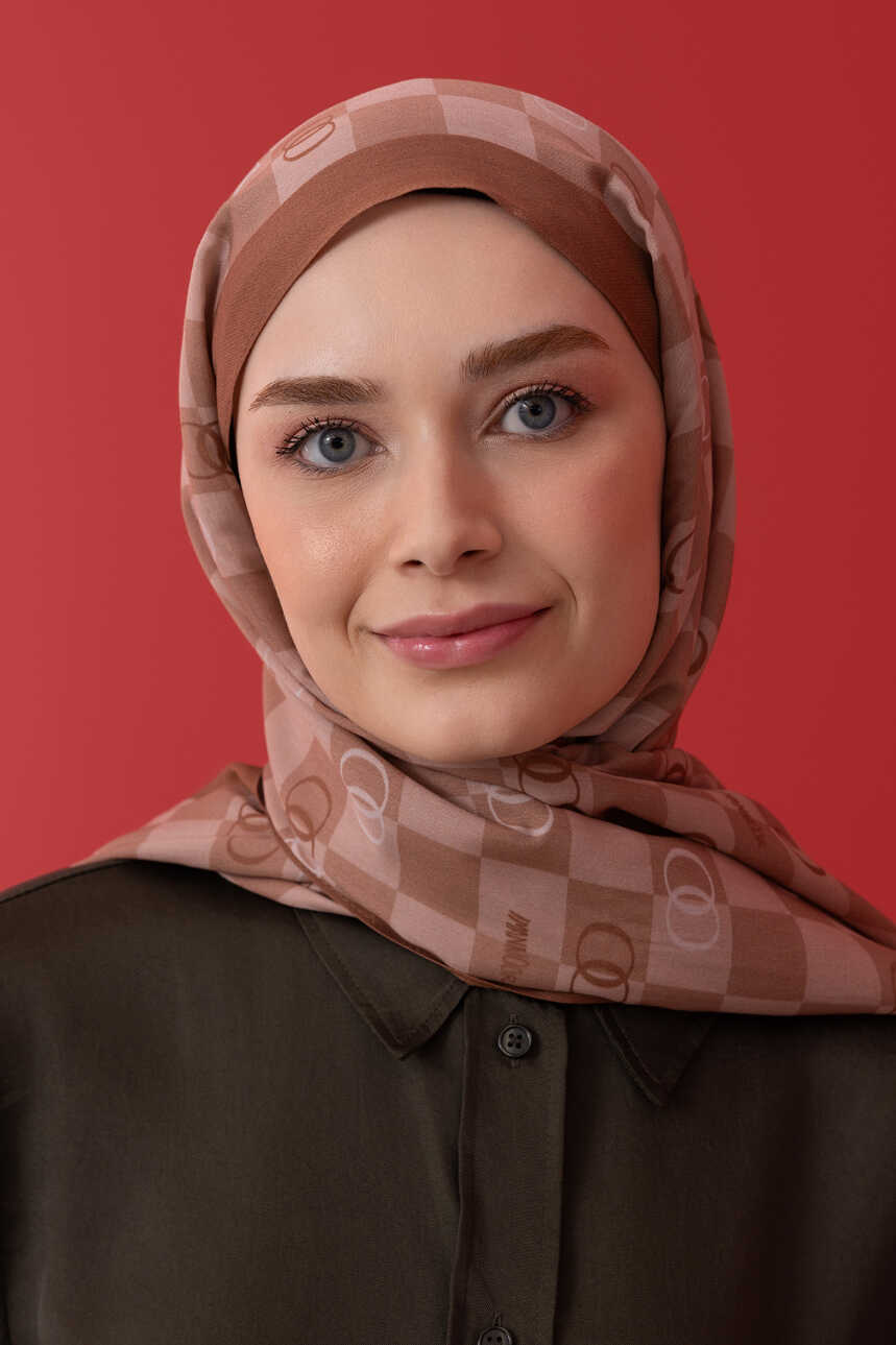 Dama Logo Karamel Floş Viskon Şal 70x210