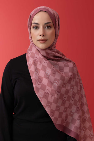 Dama Logo Pembe Floş Viskon Şal 70x210