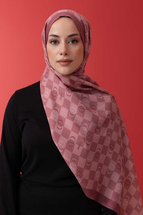 Dama Logo Pembe Floş Viskon Şal 70x210
