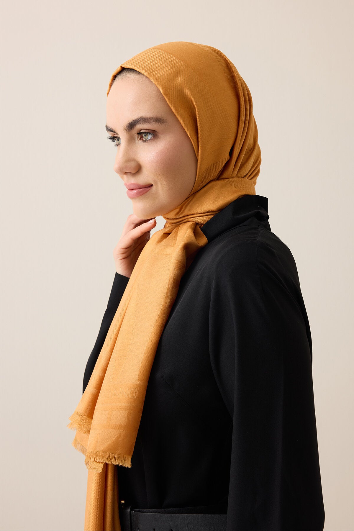 Dev Bambunoor Tarçın Jakar İpek Şal 70x200