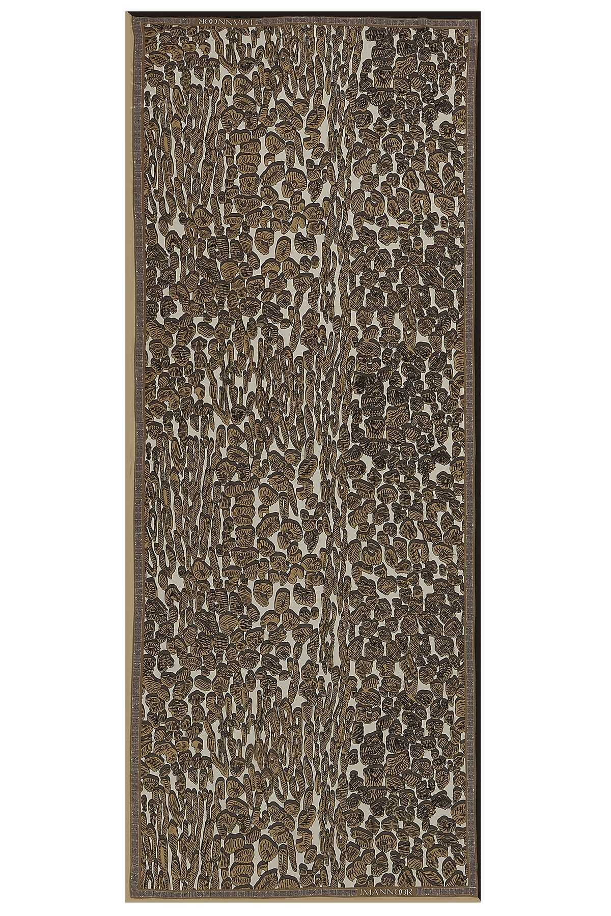 Doğunun Leoparı Bej İpek Şal 80x200