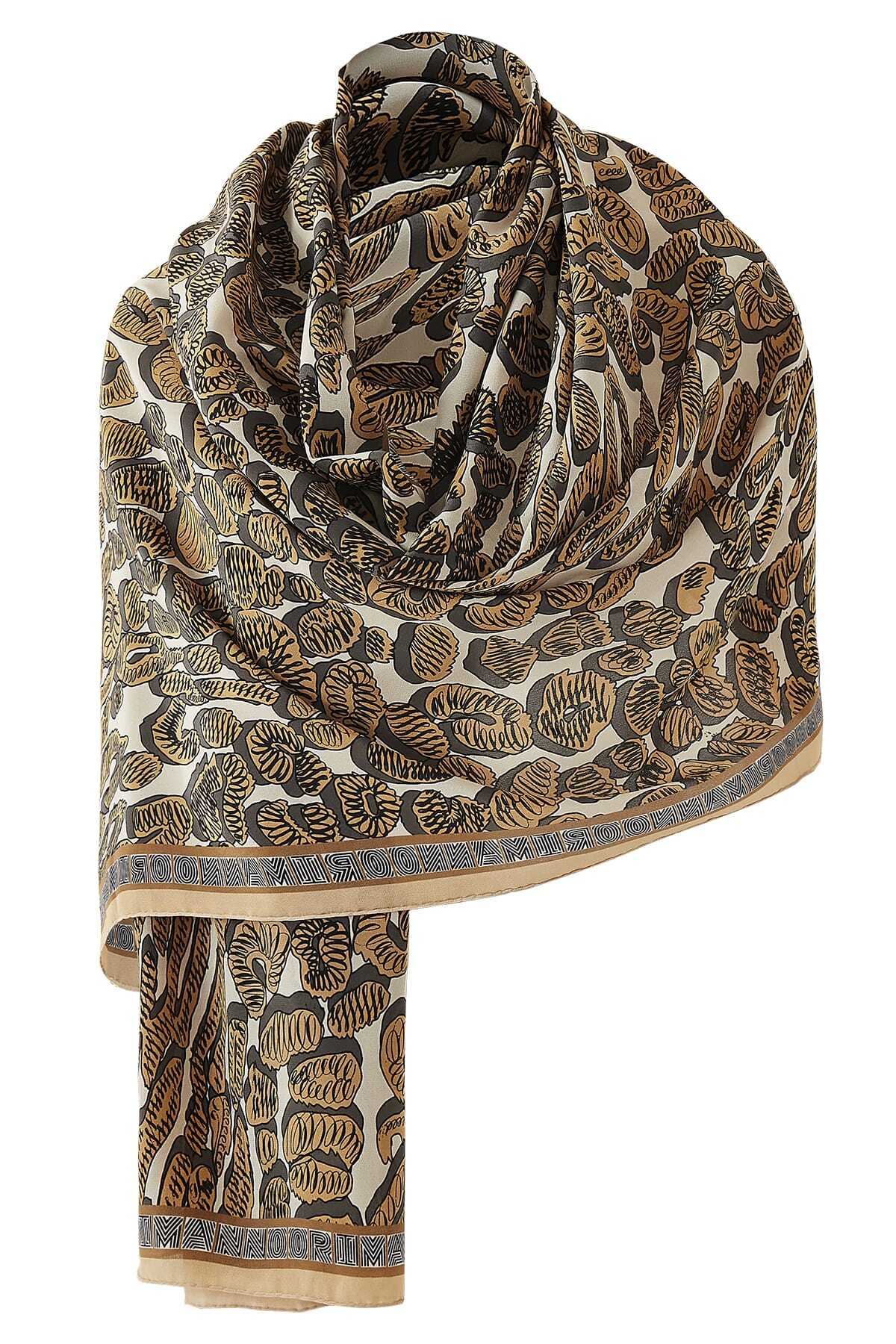 Doğunun Leoparı Bej İpek Şal 80x200